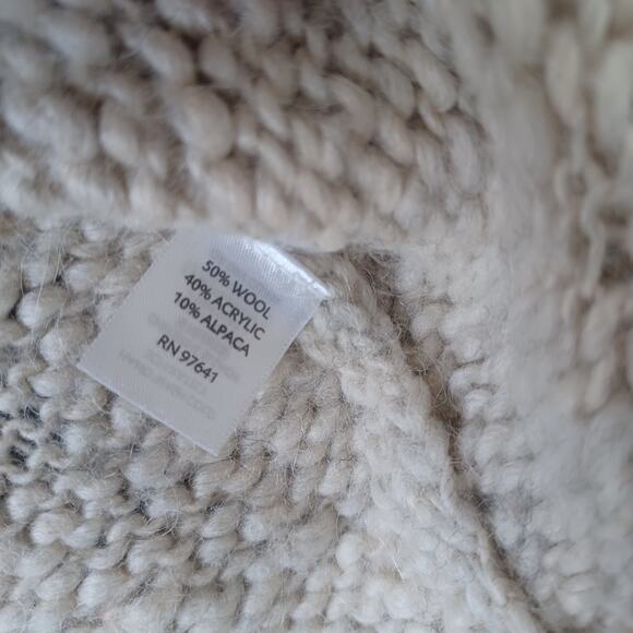 J Jill Sweater Women Small Cream Wool Alpaca Pullover Classic Chunky Knit Tunic - Picture 8 of 9